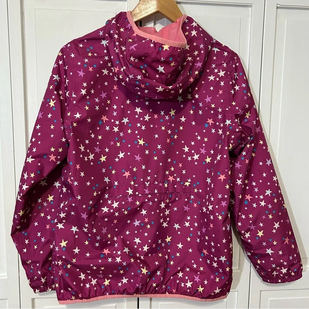 Lands' End Girls Waterproof Hooded Packable Rain Jacket XL 14/16